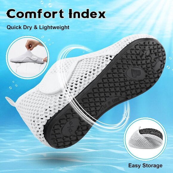 Barefoot Water Shoes Unisex Mesh Slip-On Quick-Dry Non-Slip Beach Sandals - Picture 5 of 6